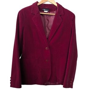 Vintage Soft Cotton Velvet Gil & Co Blazer Size 16 Red Dark Academia Whimsigoth